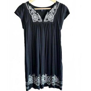 One Clothing Womens Dress Sz Medium Black White Embroidered Bohochic